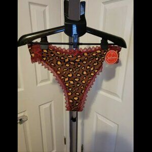 NWT Splendies Thong Panty Lace Leopard Print Size 2X